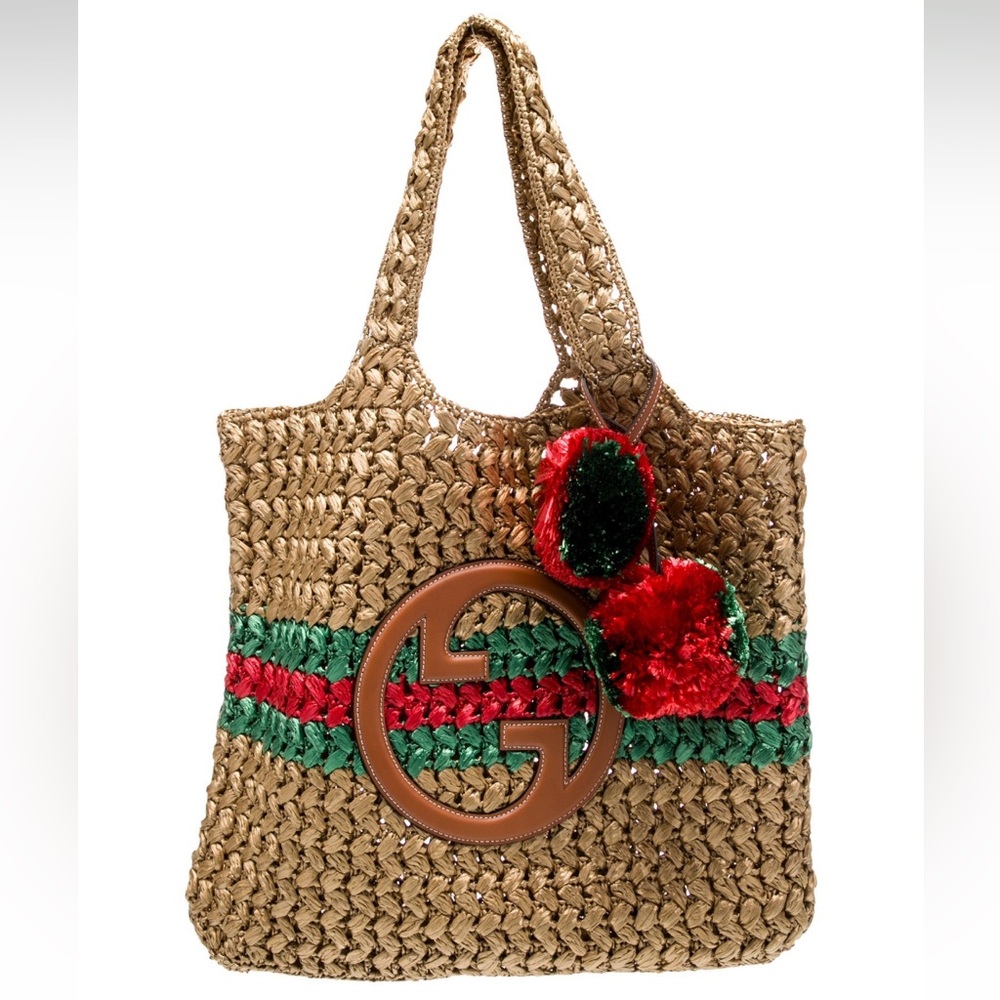 Gucci GG Raffia Blondie NM Tote + COA - Picture 2 of 16